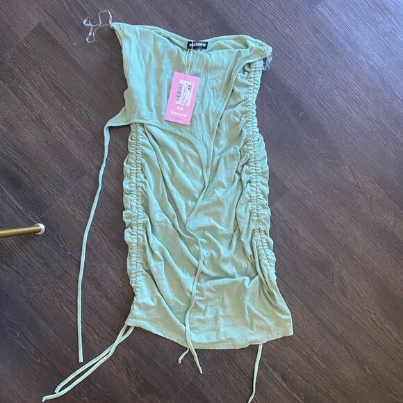 Sage Ruched Halterneck Dress - Picture 3 of 4